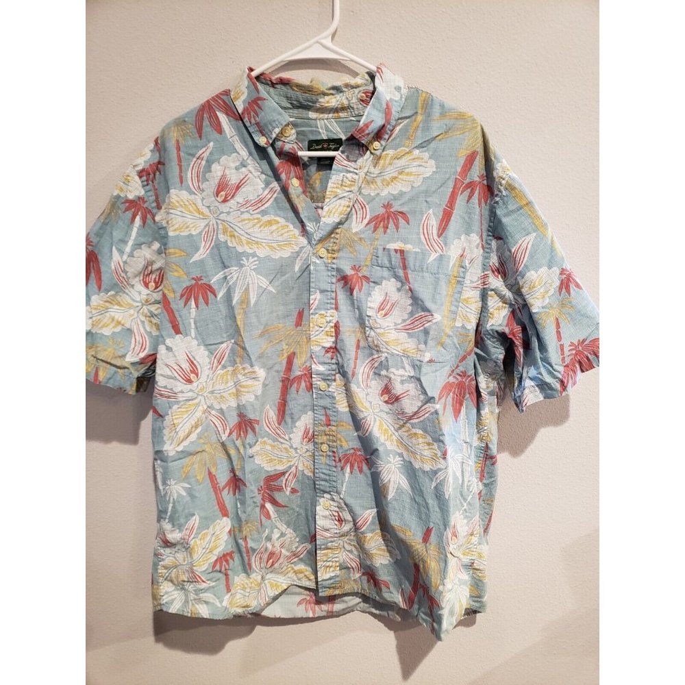 Men's XLT David Taylor Collection button down short sleeve shirt: Hawaiian print